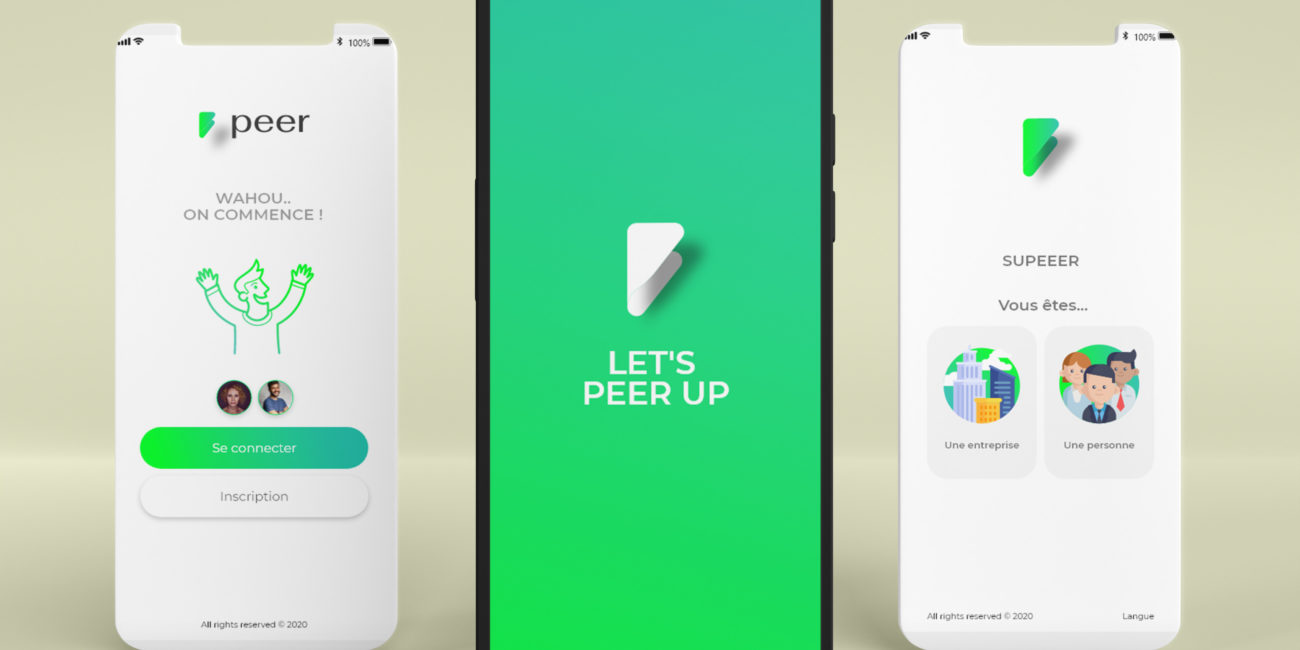 Peer mobile App UI UX Tunisie, conception graphique, maquettage