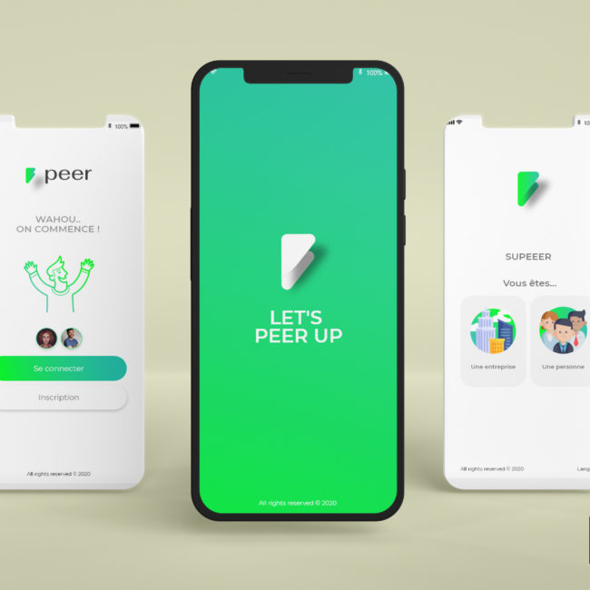 Peer mobile App UI UX Tunisie, conception graphique, maquettage
